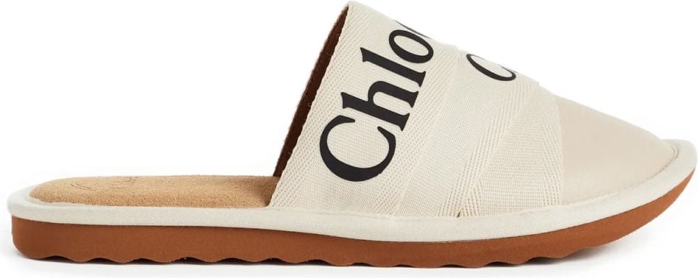 Chloé Woody Logo Slippers Sandals Wit