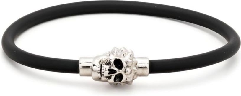 Alexander McQueen Skull Charm Cord Bracelet Zwart