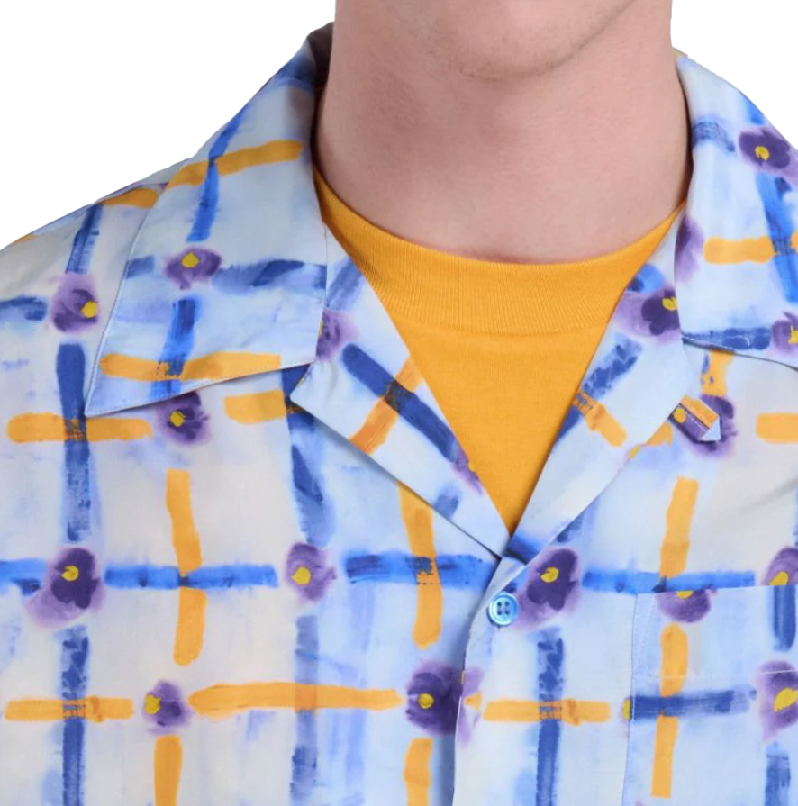 Marni Checked S/s Shirt - Deep Blue/purple Blauw