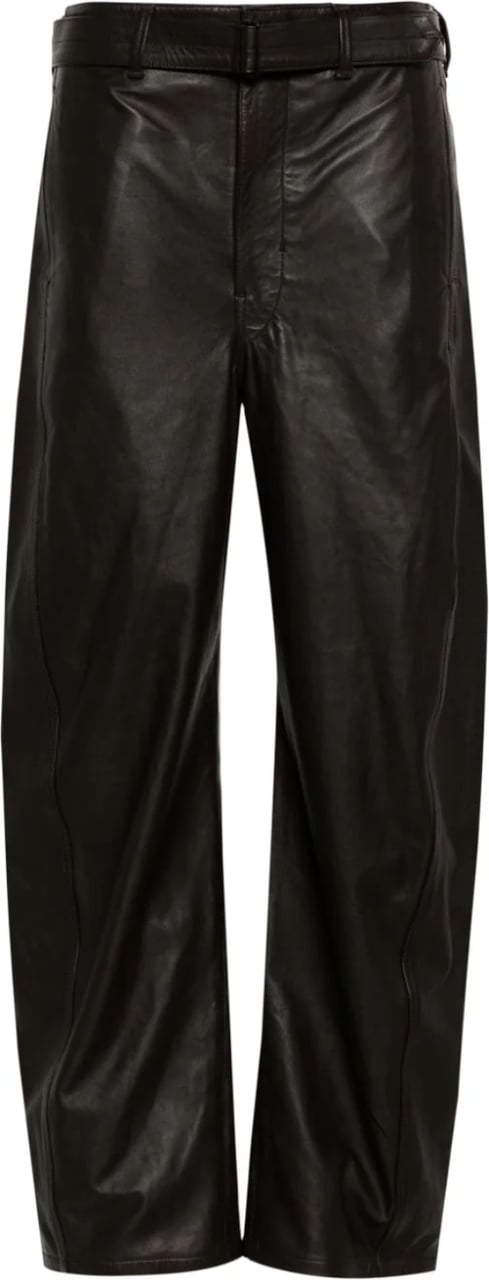 Lemaire Leather Belted Pants Dark Brown Bruin
