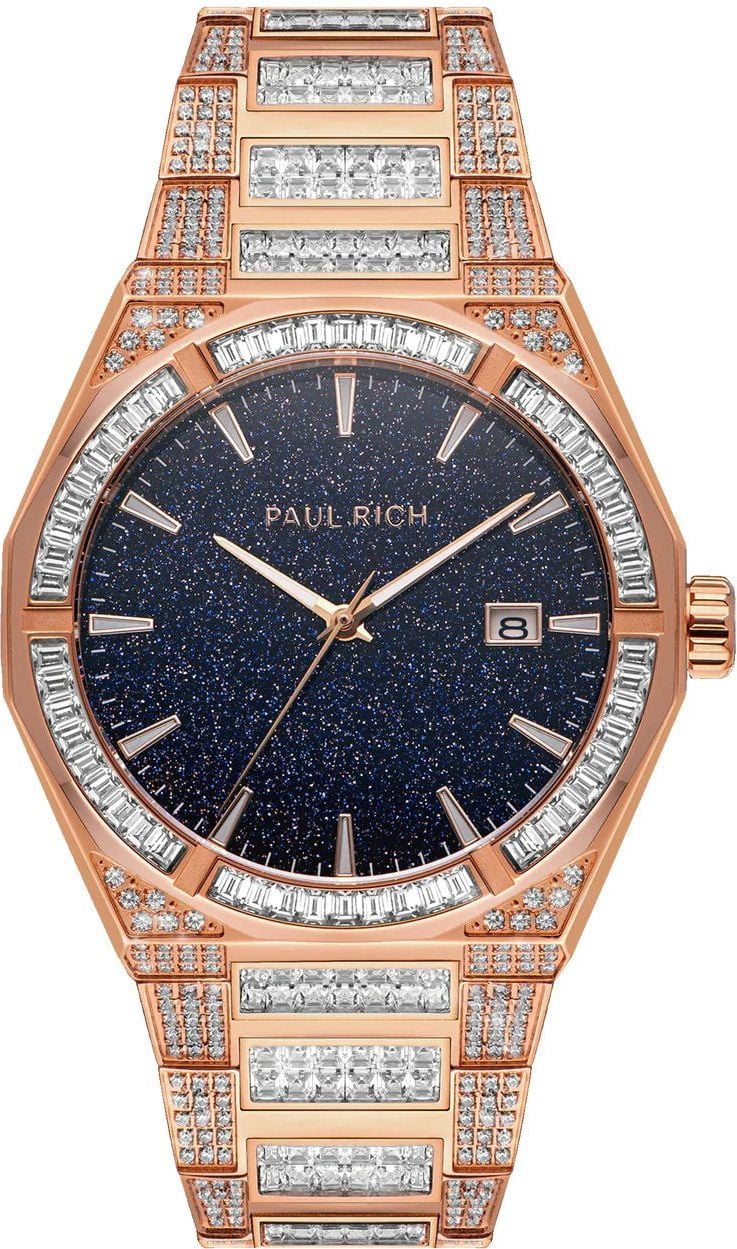 Paul Rich Iced Star Dust II Rose Gold ISD204 horloge 43 mm Blauw