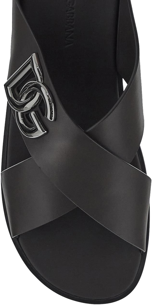 Dolce & Gabbana Leather Sandals Zwart