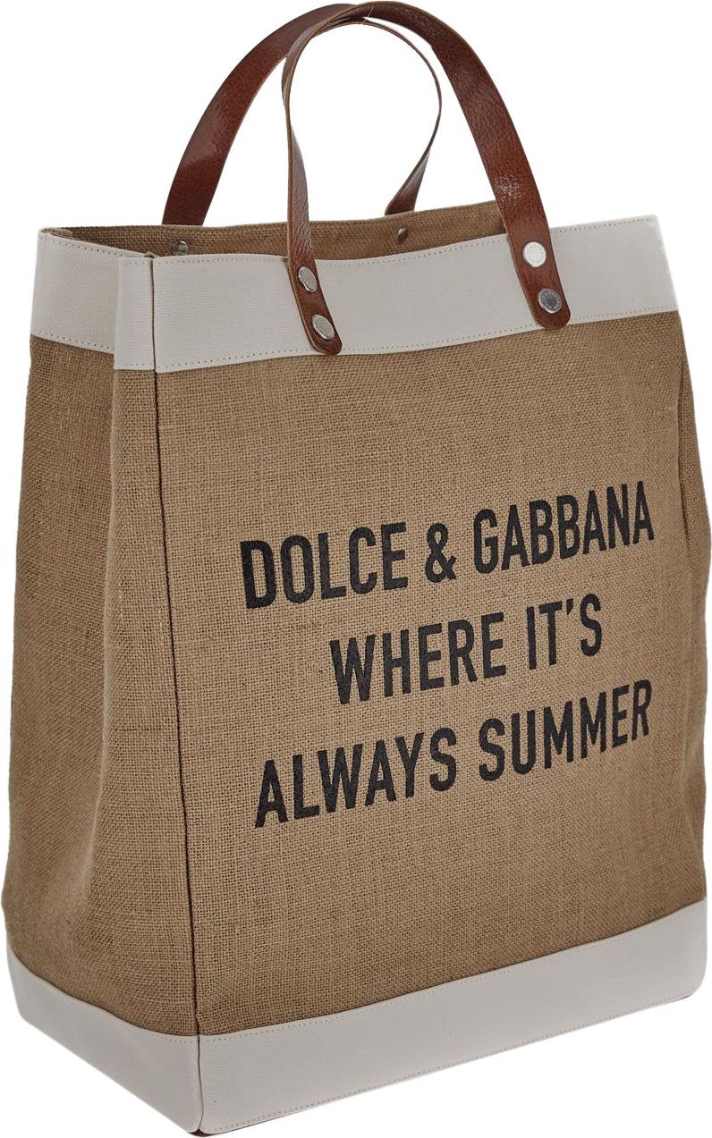 Dolce & Gabbana Juta Logoed Bag Beige
