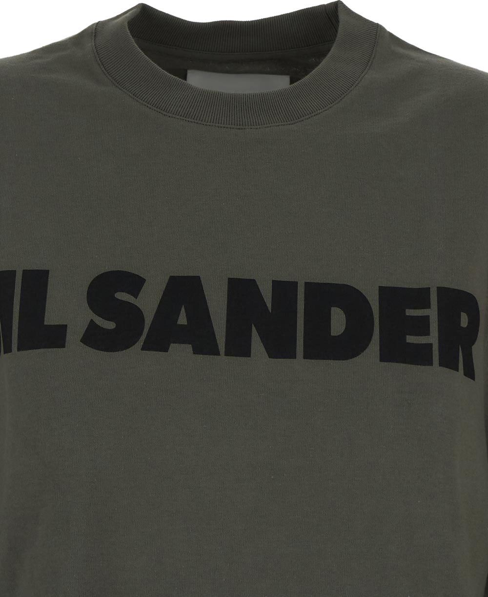 Jil Sander Long Sleeves Cotton T-shirt Groen