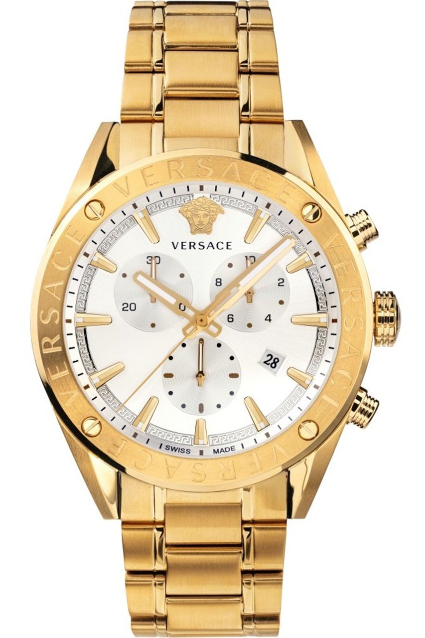 Versace VEHB00719 V-Chrono heren horloge goud 44 mm Blauw