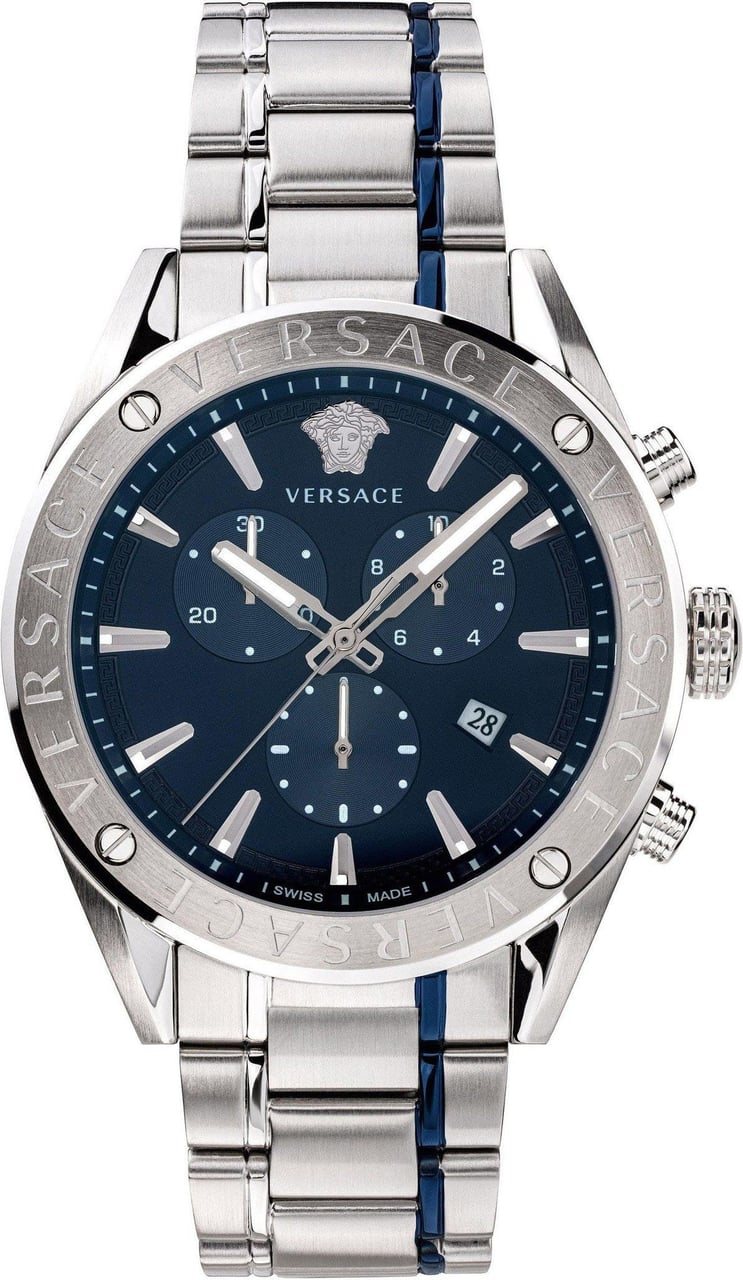 Versace VEHB00519 V-Chrono heren horloge chronograaf 44 mm Blauw