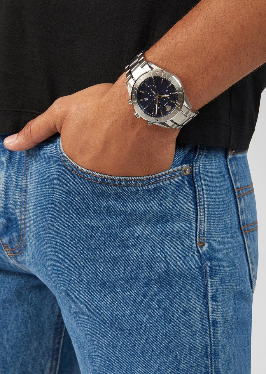 Versace VEHB00519 V-Chrono heren horloge chronograaf 44 mm Blauw