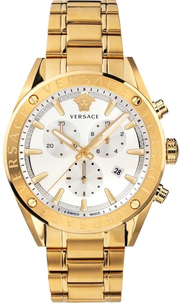 Versace VEHB00719 V-Chrono heren horloge goud 44 mm Blauw