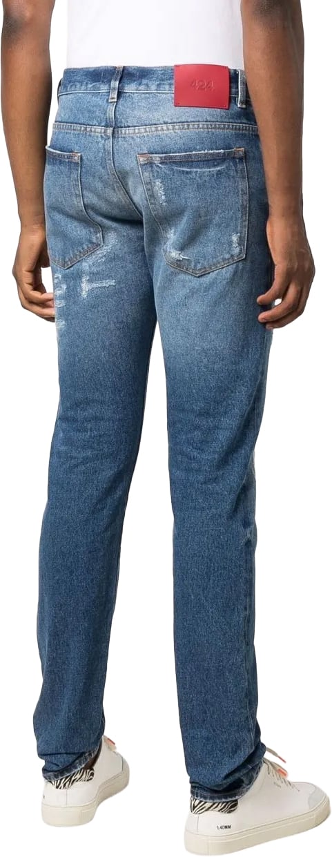 424 Straight-Leg Blue Denim Jeans With Classic Five-Pocket Styling Blauw