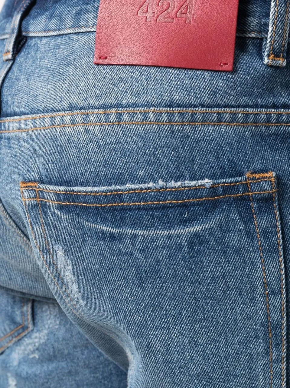 424 Straight-Leg Blue Denim Jeans With Classic Five-Pocket Styling Blauw