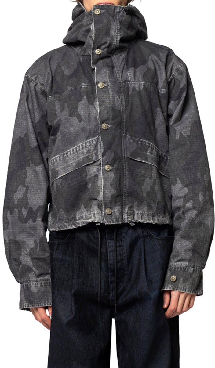 424 CROPPED PARKA DOUBLE FACED RIP BLACK CAMO Zwart
