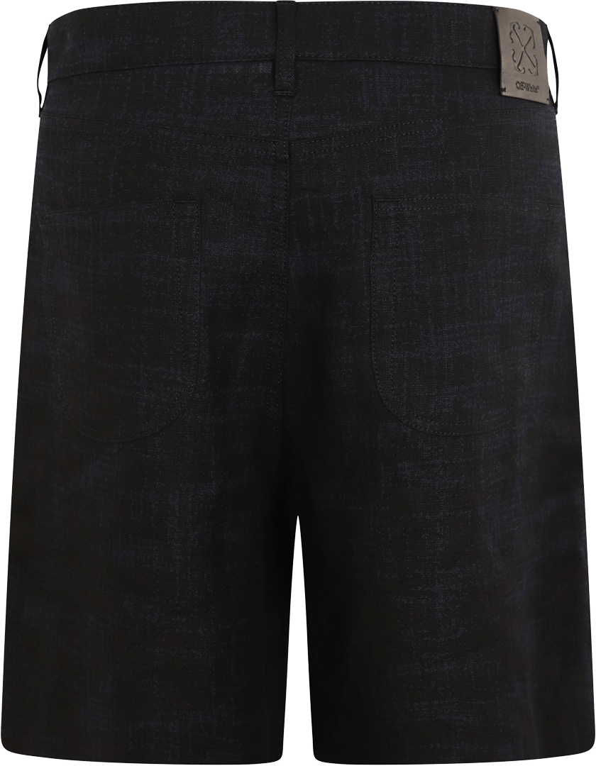 OFF-WHITE Heren 90Slogo Linen Shorts Zwart