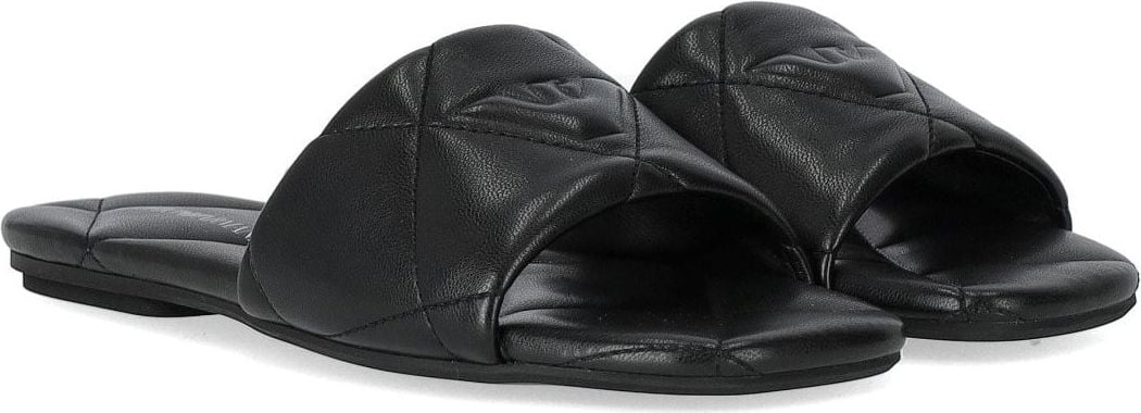 Emporio Armani Black Quilted Flat Sandal Black Zwart