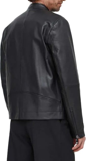 Versace Jeans Couture zwarte leder jas Zwart