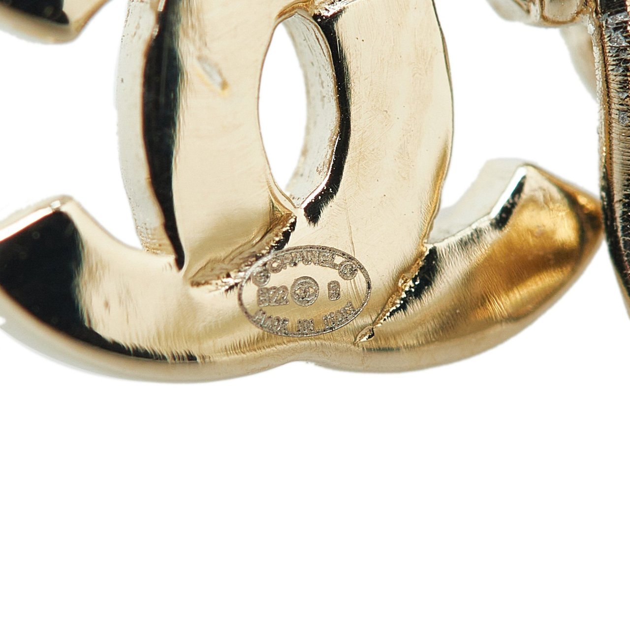 Chanel Gold Plated Rhinestone I Love Coco Clip On Earrings Goud