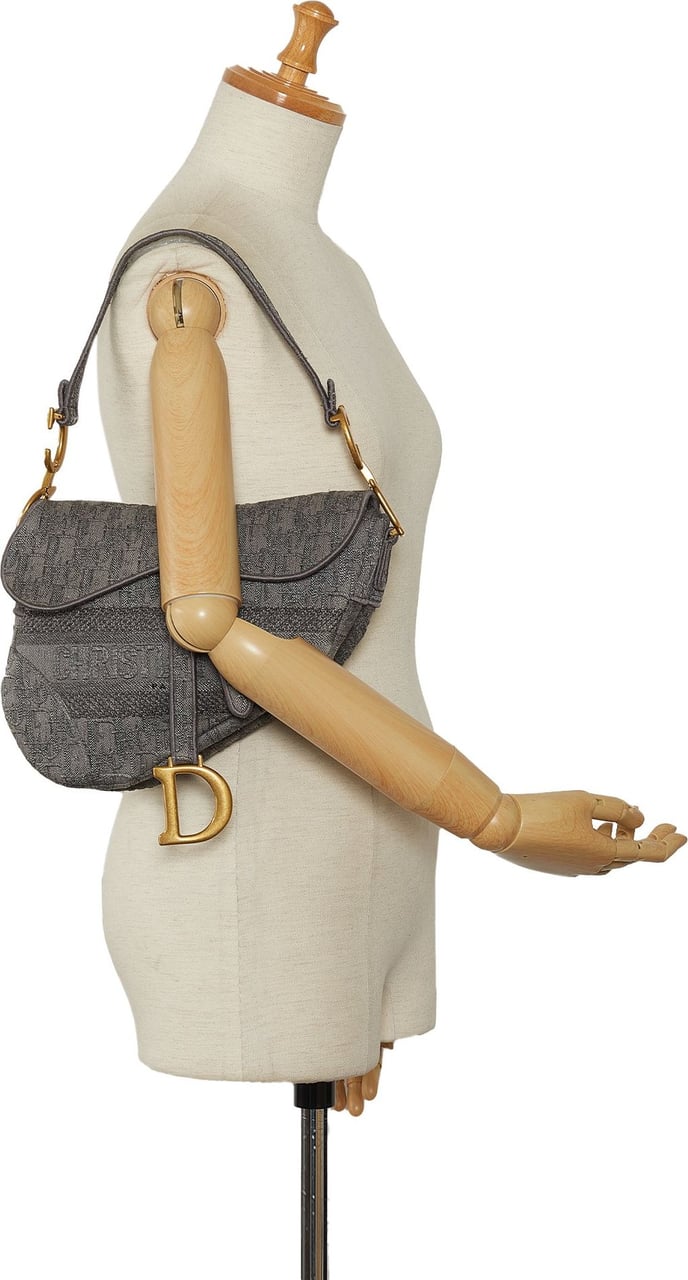 Dior Embroidered Saddle Bag Grijs
