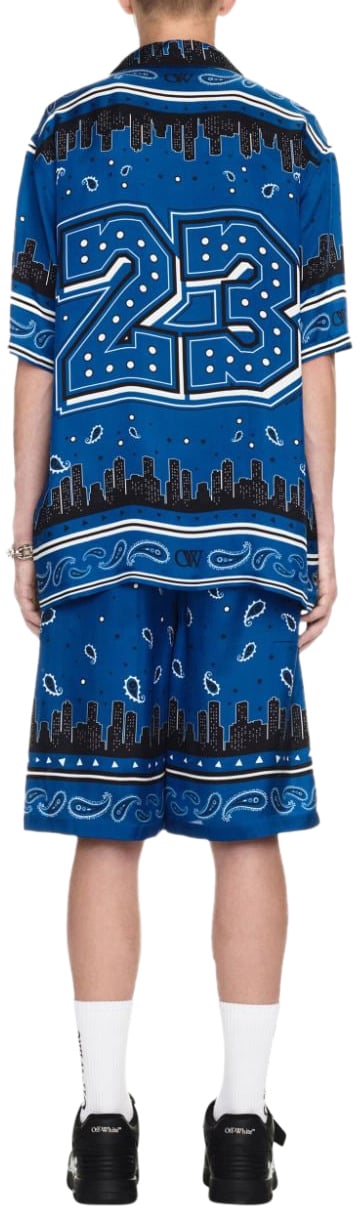 OFF-WHITE Shorts con Motivo Bandana Blauw