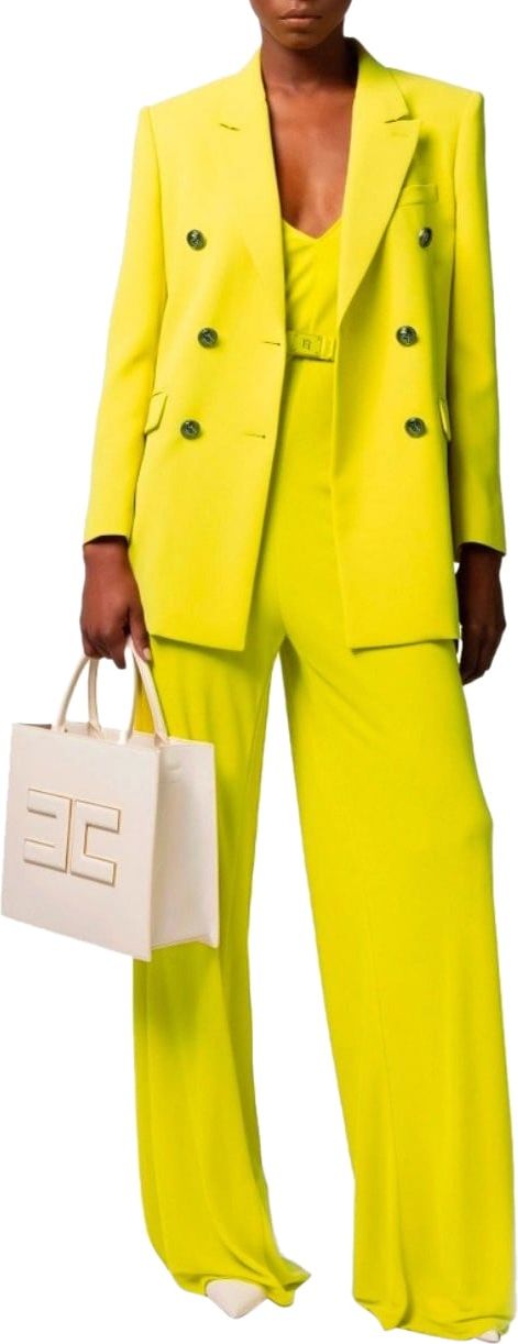 Elisabetta Franchi Cedar Belted Jumpsuit Yellow Geel