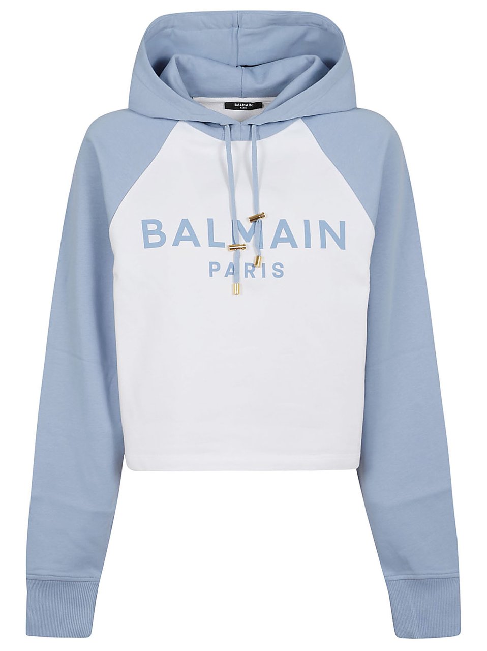 Balmain balmain print raglan cropped hoodie Wit