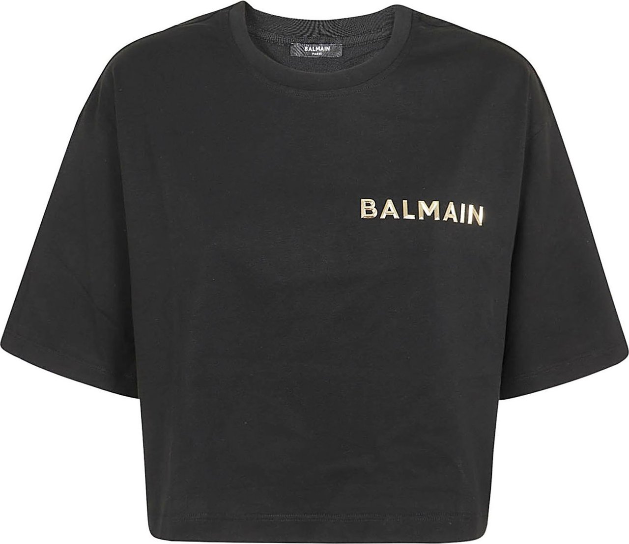 Balmain balmain laminated cropped tshirt Zwart