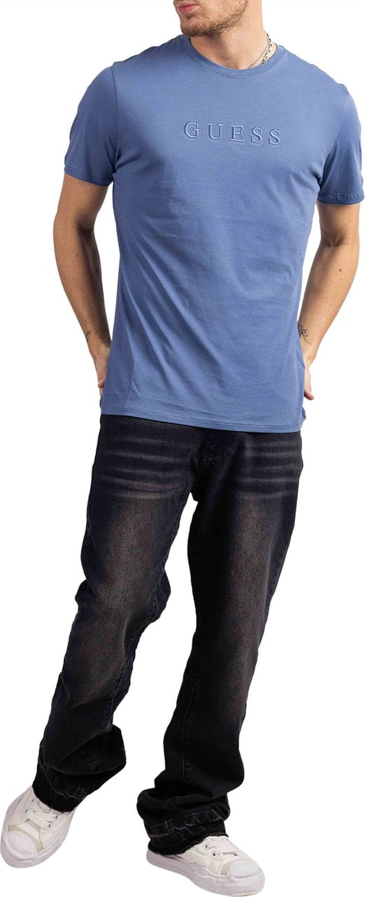 Guess SS Classic Pima EMB T-Shirt Heren Blauw Blauw