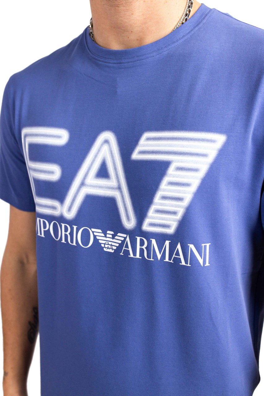 Emporio Armani EA7 Big Logo T-Shirt Heren Blauw/Wit Blauw