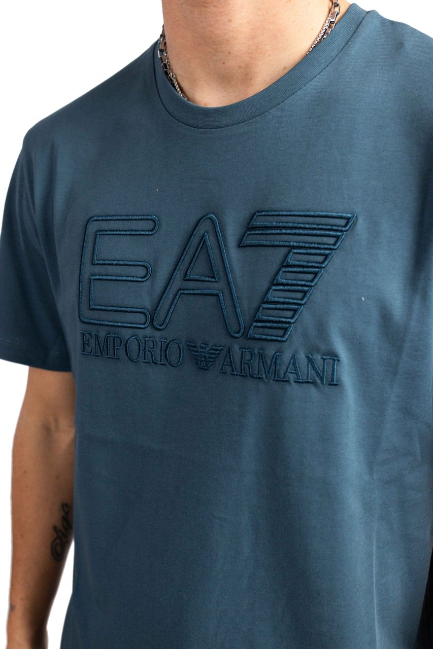 Emporio Armani EA7 Embroidered Logo T-Shirt Heren Donkergroen Groen