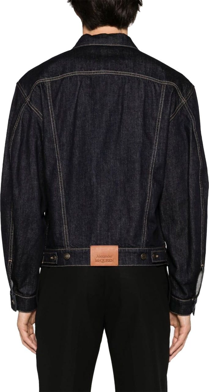 Alexander McQueen spread-collar denim jacket Blauw