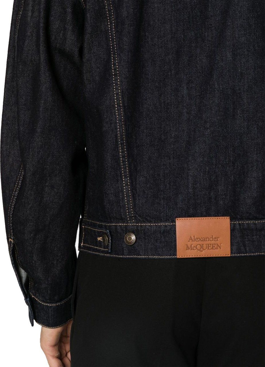 Alexander McQueen spread-collar denim jacket Blauw