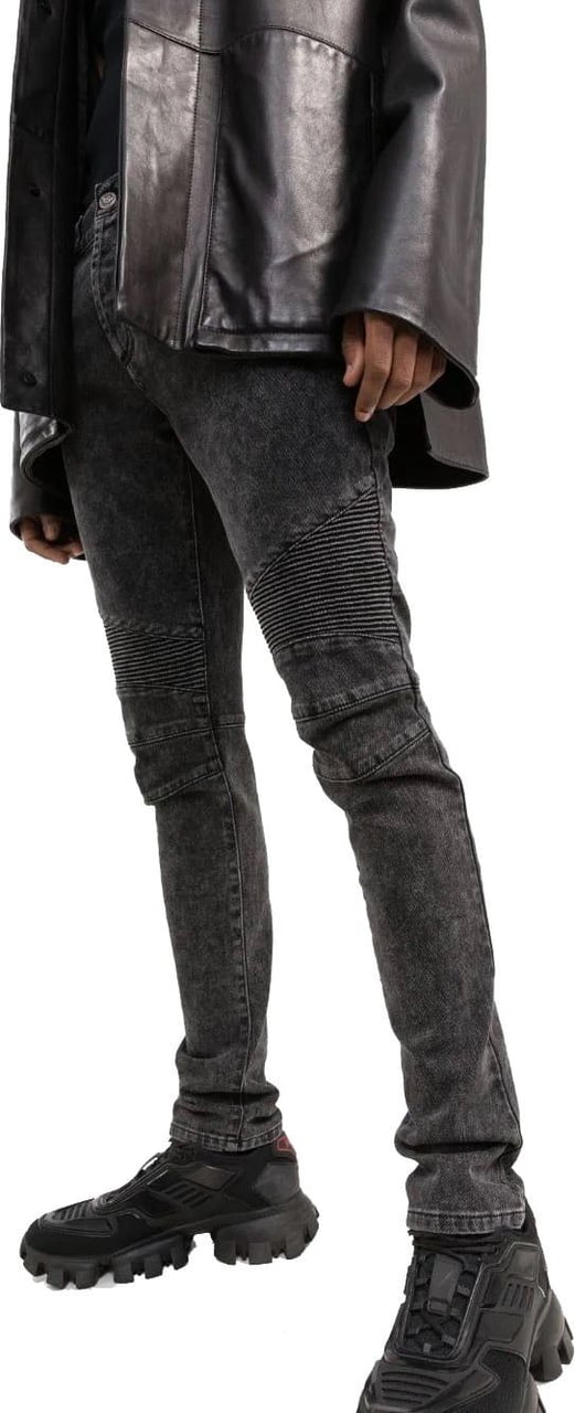 Balmain ribbed-knee slim-fit jeans Zwart