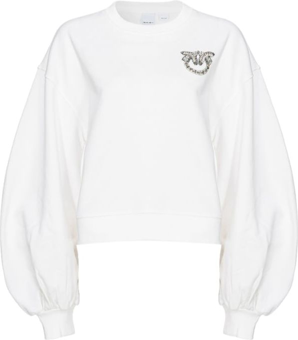 Pinko Sweatshirt with rhinestone logo Wit