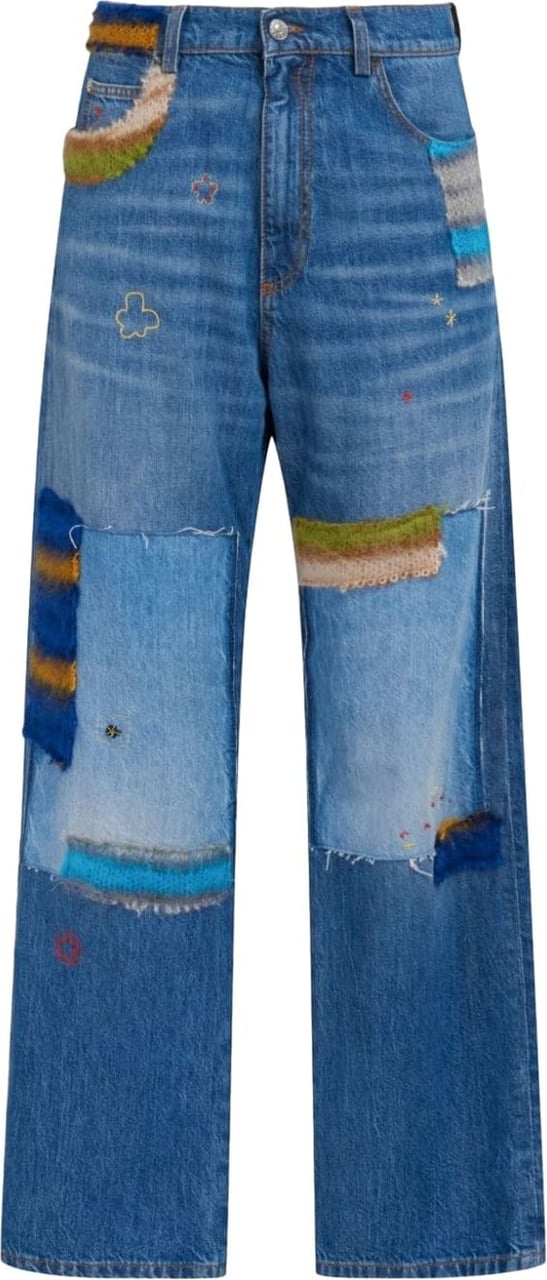 Marni jean droit a design patchwork Blauw
