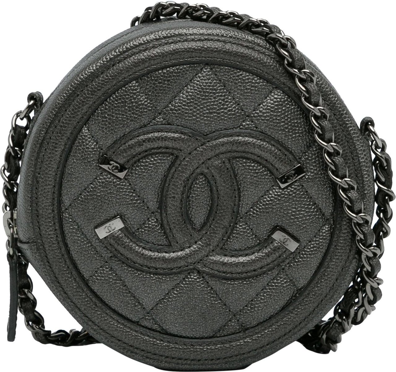 Chanel Caviar CC Filigree Crossbody Bag Grijs