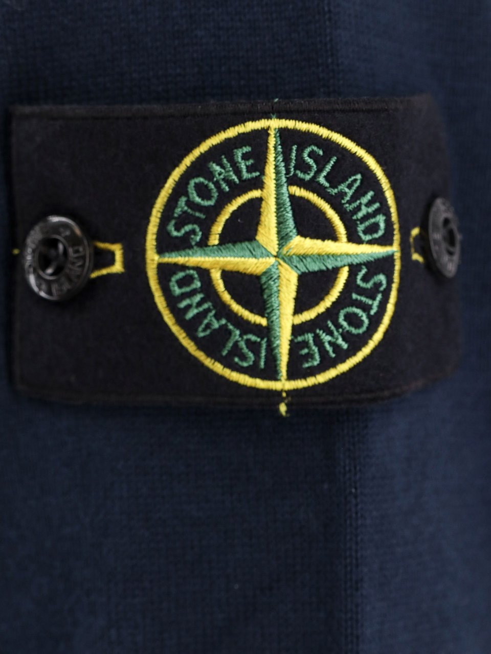 Stone Island Organic cotton sweater with logo patch Blauw