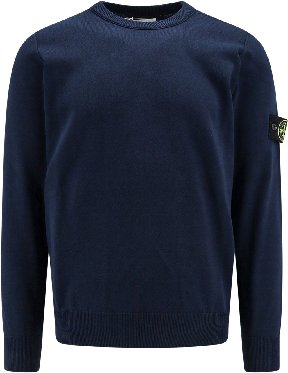 Stone Island Organic cotton sweater with logo patch Blauw