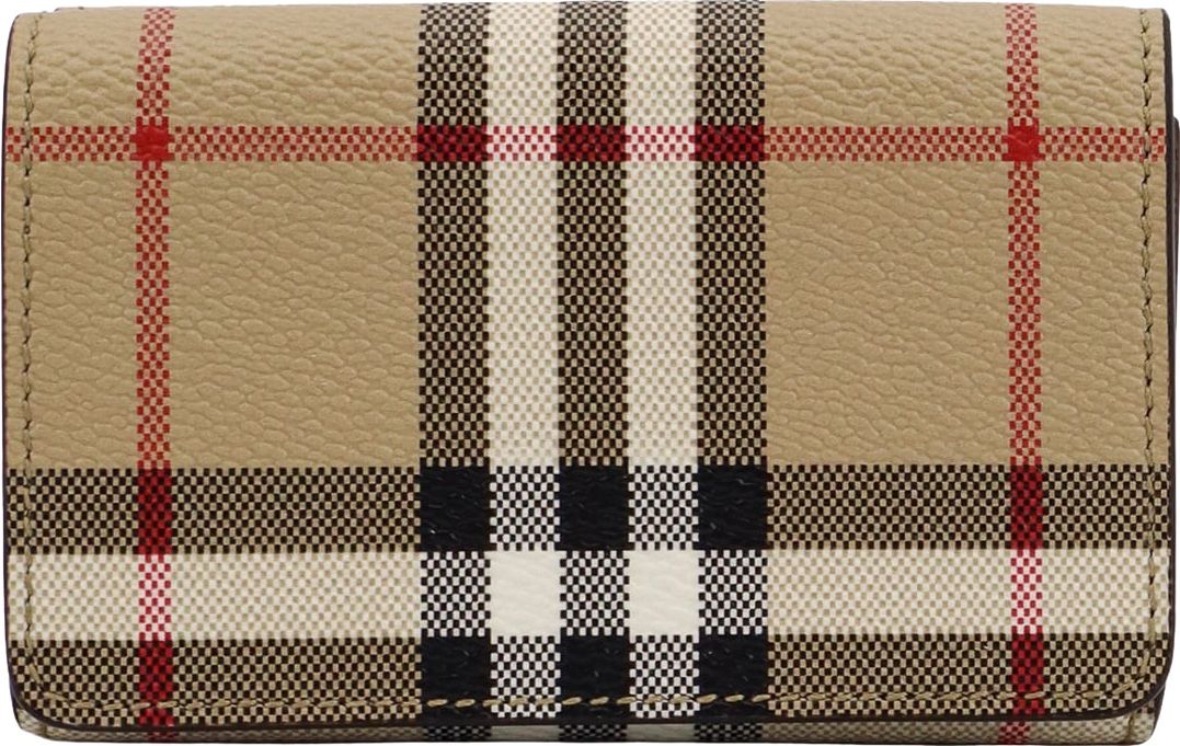 Burberry Coated canvas wallet with check motif Beige