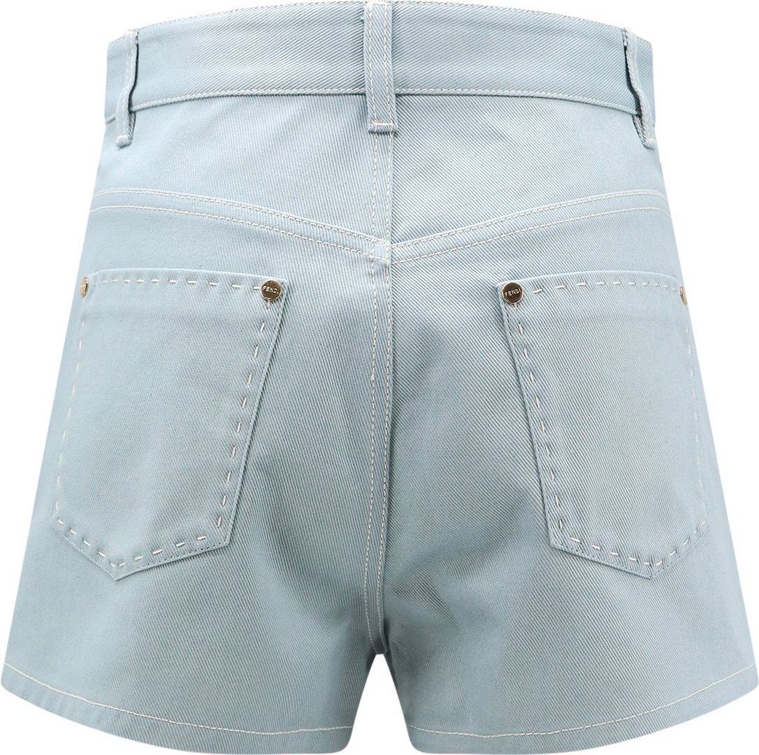 Fendi Cotton shorts with FF embroidered logo Blauw