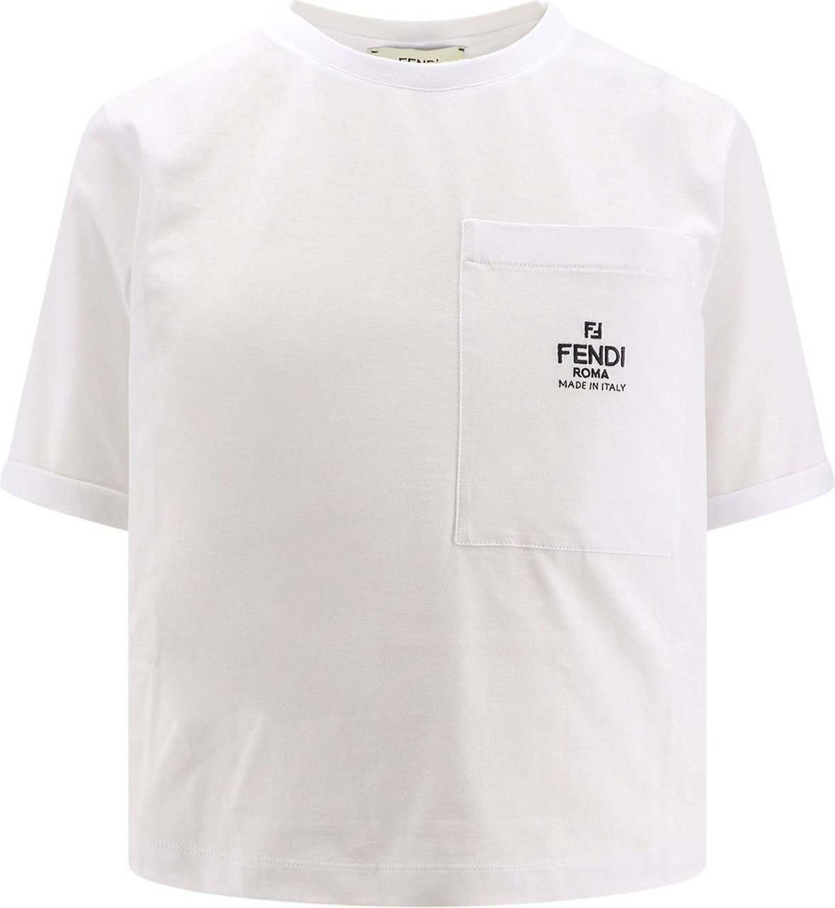 Fendi Cotton t-shirt with frontal logo Wit