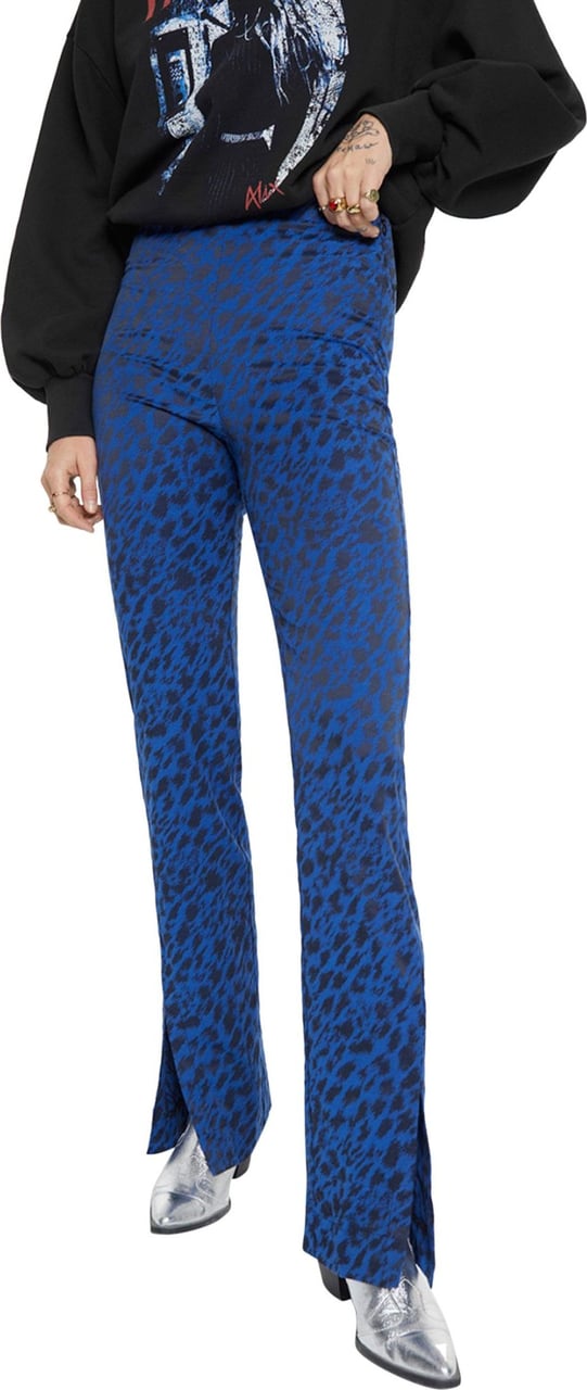 ALIX Sketchy animal flared pantalons kobalt Blauw