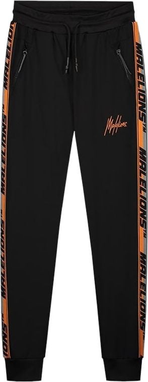 Malelions Malelions Sport React Tape Trackpants - Black/Orange Zwart