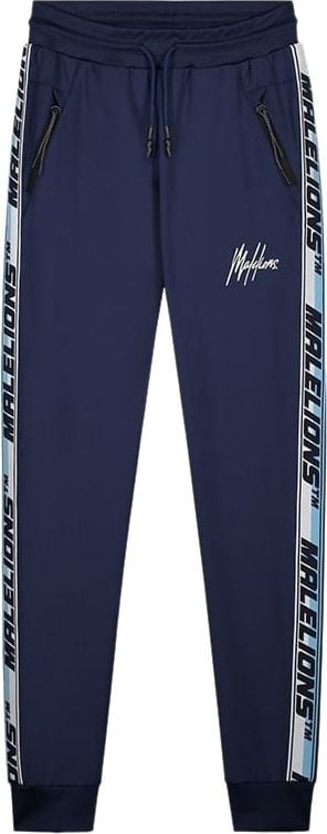 Malelions Malelions Sport React Tape Trackpants - Navy/White Blauw