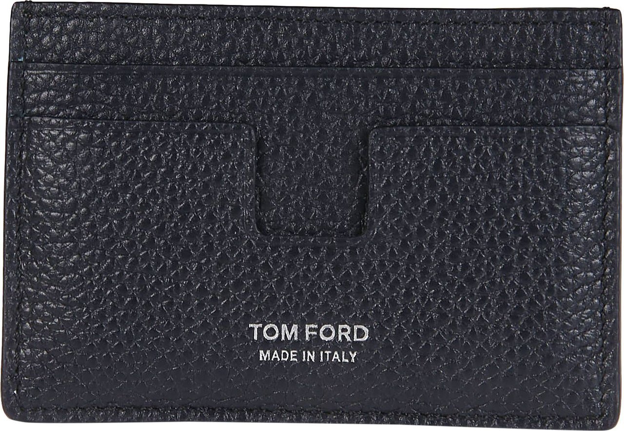 Tom Ford Logo Printed Classic Credit Card Holder Blue Blauw