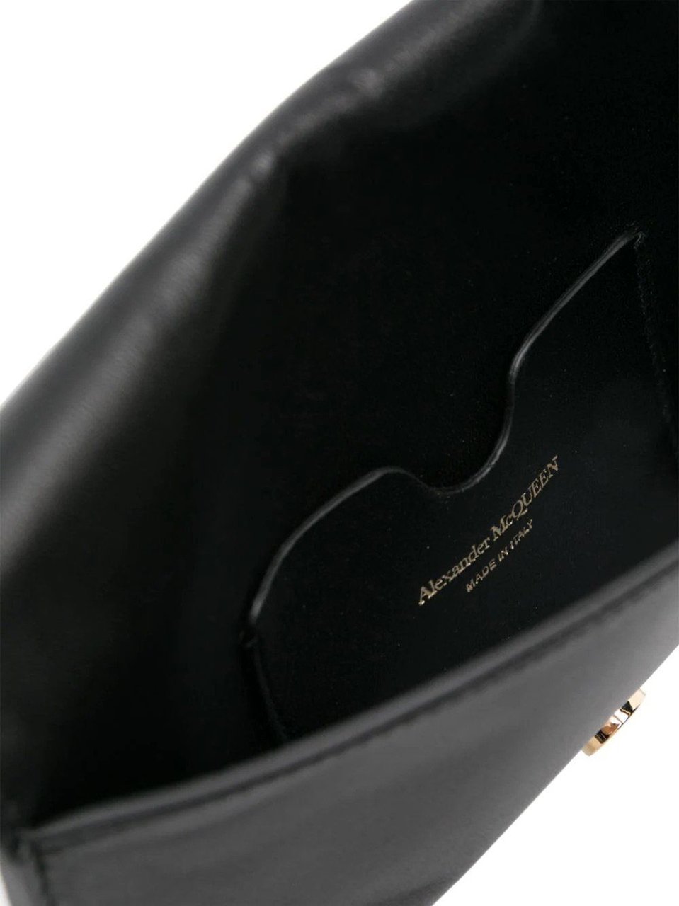 Alexander McQueen mini The Seal leather phone bag Zwart
