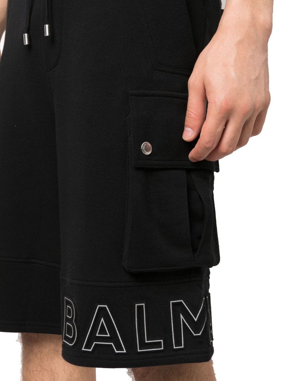 Balmain logo-print cotton cargo shorts Zwart