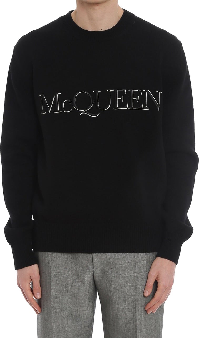 Alexander McQueen Alexander McQueen Cotton Logo Sweaters Zwart
