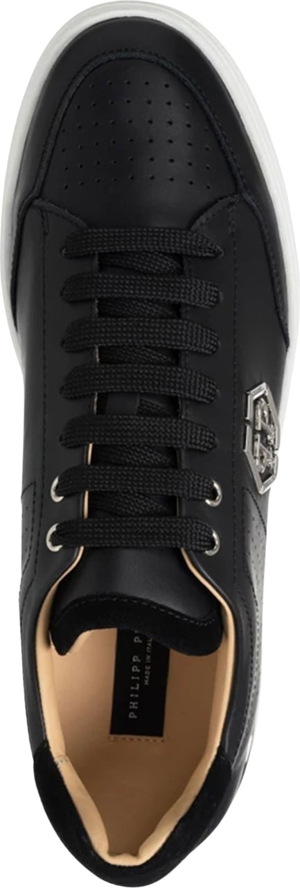 Philipp Plein Mix Leather Lo-Top Sneakers Zwart
