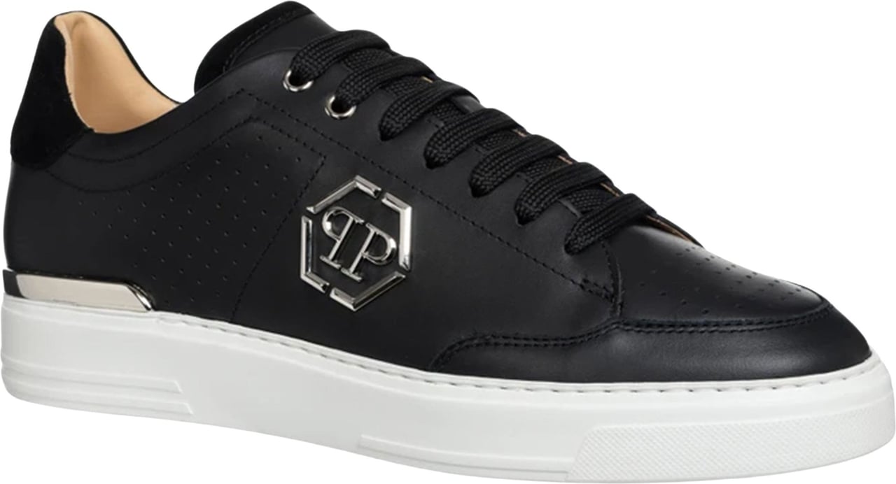 Philipp Plein Mix Leather Lo-Top Sneakers Zwart