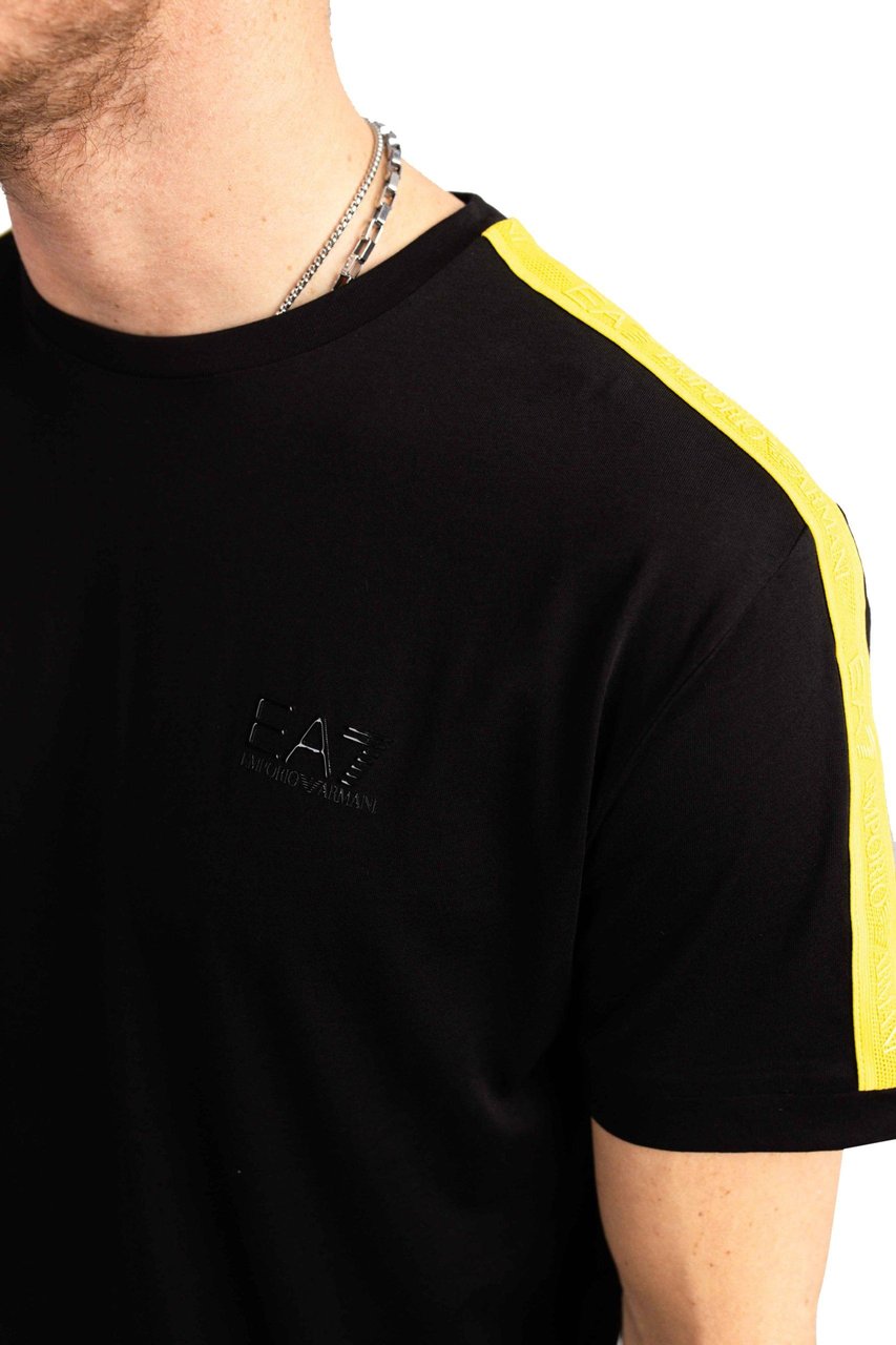 Emporio Armani EA7 Tape Logo T-Shirt Heren Zwart Zwart
