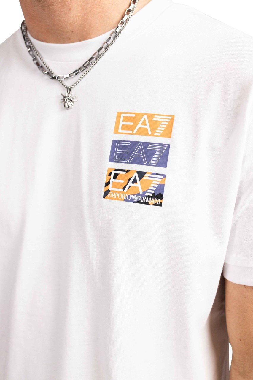Emporio Armani EA7 Triple Logo T-Shirt Heren Wit Wit