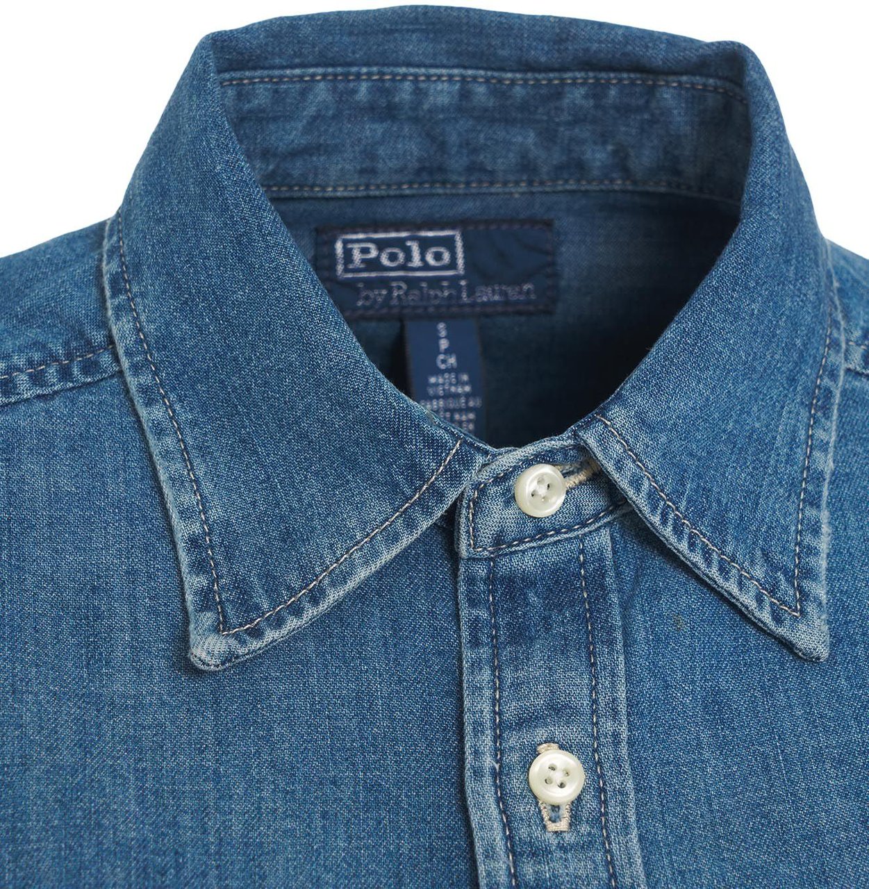Ralph Lauren Denim blouse with embroidered logo Blauw